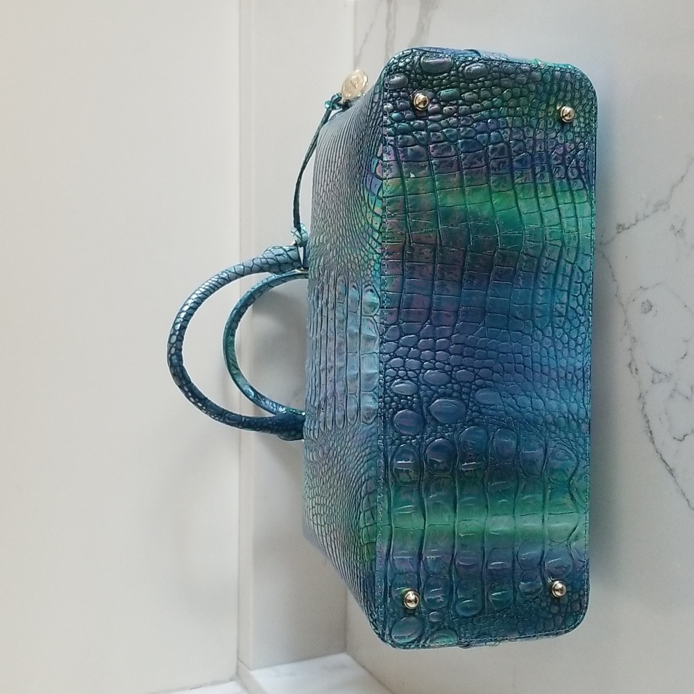 SOLD! NWT Brahmin Large Duxbury Croc Embossed Leather Satchel Blue Topaz 💙💕 - Picture 14 of 16
